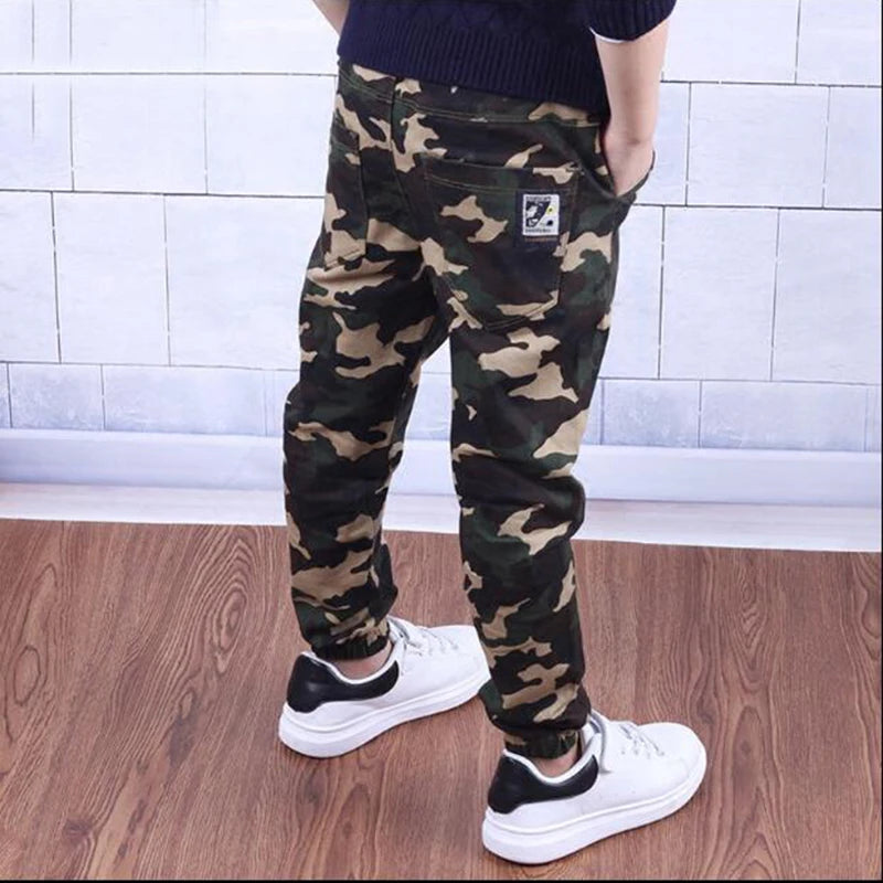 Camouflage Boys Trousers Boys Pants Casual Cotton Print Mid Elastic Waist Harem Kids Pants Boy Children Pants Blue Green Army