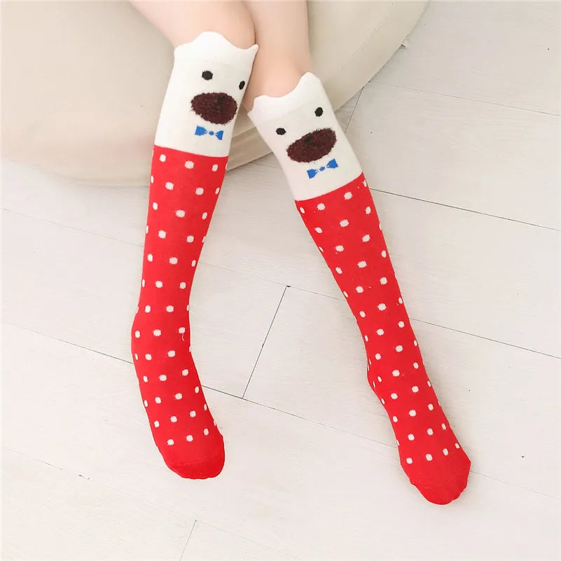 11 Styles Cute Cartoon Girls Sock Print Animal Cotton Baby Kid Knee High Long Children Fox Sock For Toddler Clothing Accessories