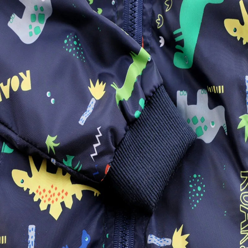 CROAL CHERIE 80-130cm O-Neck Kids Boys Jacket Navy Green 2020 Spring Dinosaur Printing Children Clothes Girls Coat Outerwear