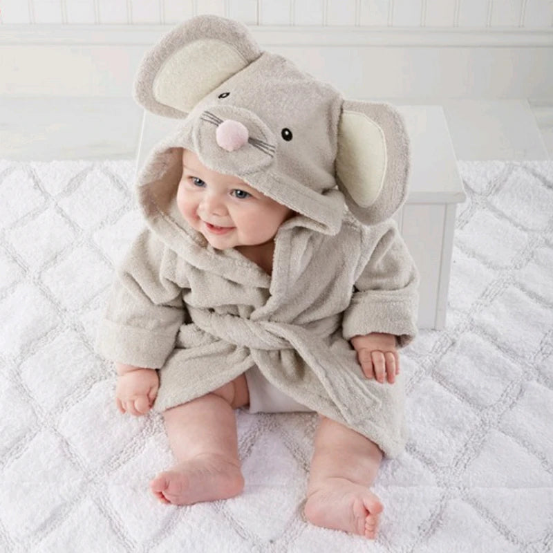 2-6 year Baby Robe Cartoon Hoodies Girl Boys Sleepwear Good Quality Bath Towels Kids Soft Bathrobe Pajamas Children's Clothing