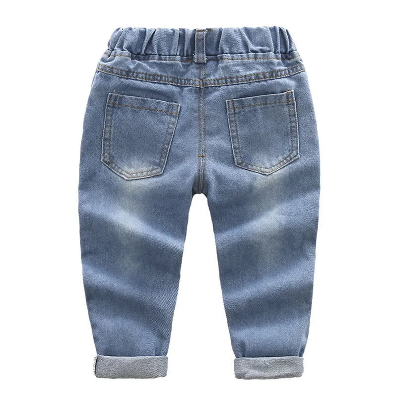 2021 Fashion Children Jeans Baby Boys Cartoon Trousers Pant Baby Girls Grinding Holes Jeans Kids Spring Autumn Clothes 2-6Years