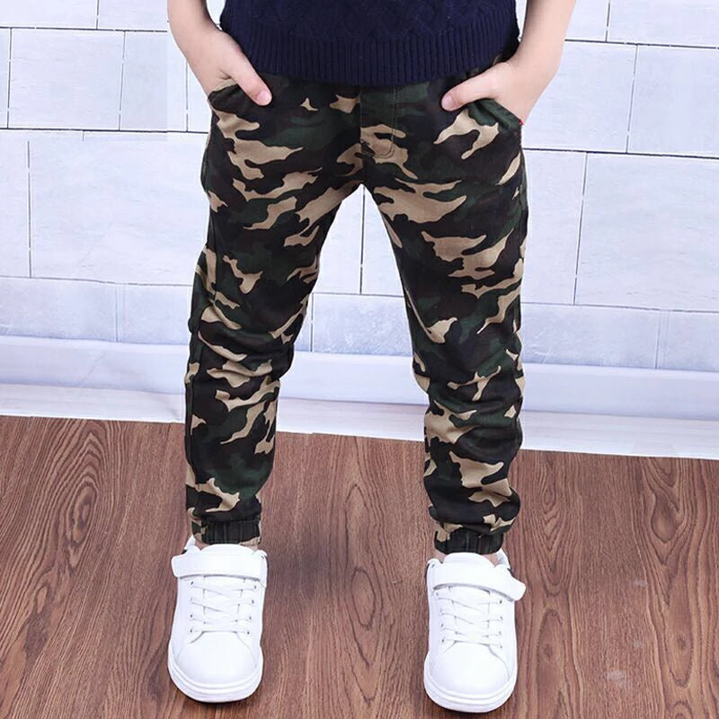 Camouflage Boys Trousers Boys Pants Casual Cotton Print Mid Elastic Waist Harem Kids Pants Boy Children Pants Blue Green Army