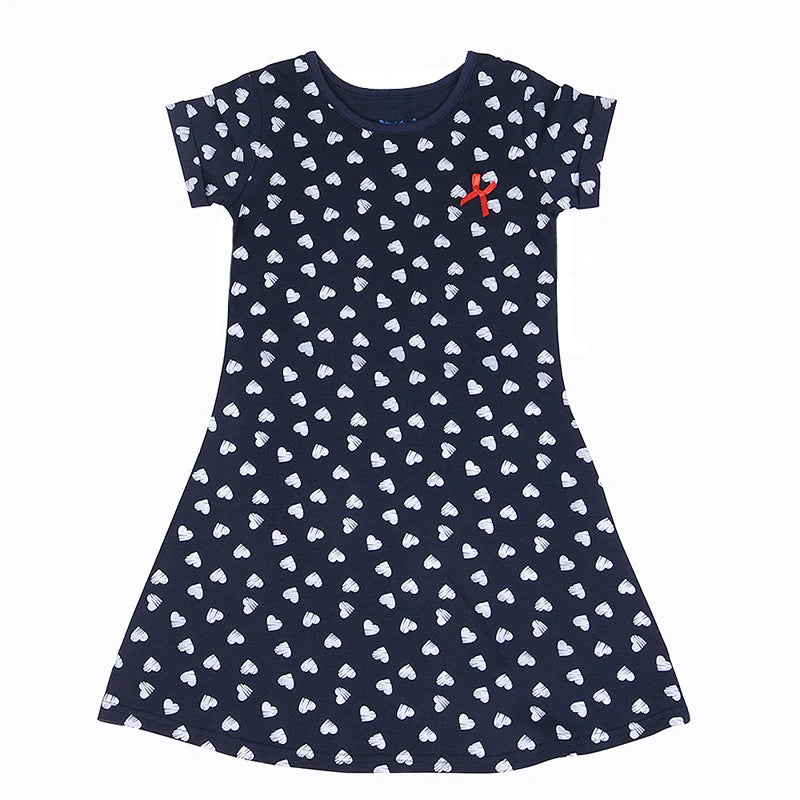 2018 Girls Dress 100% Cotton Summer Print Teenagers Dresses for Girls Designer Princess Party Dress Baby Kids Party Wear 1-13Y