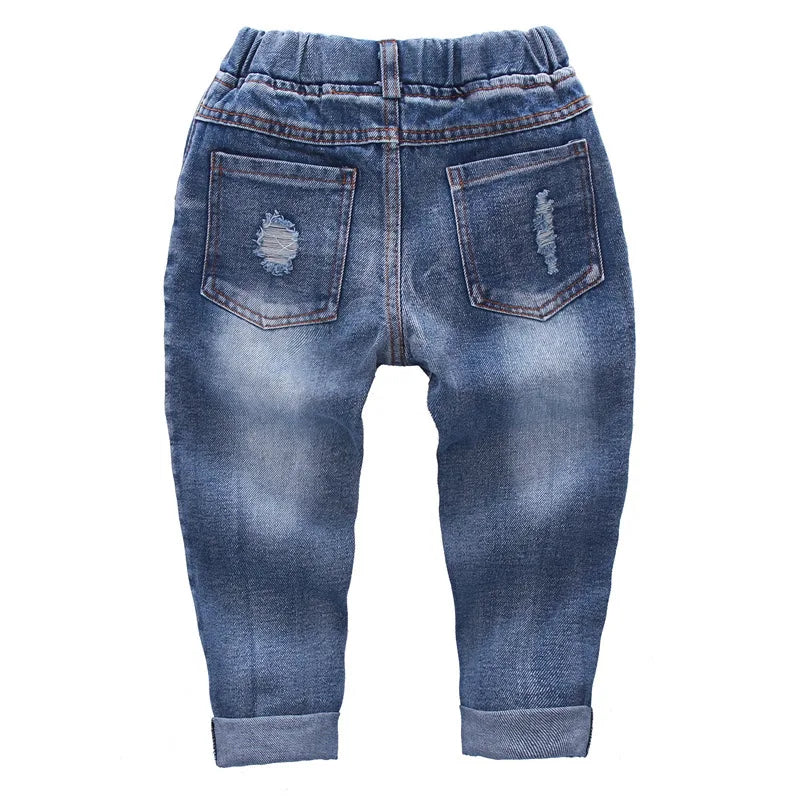 2021 Fashion Children Jeans Baby Boys Cartoon Trousers Pant Baby Girls Grinding Holes Jeans Kids Spring Autumn Clothes 2-6Years