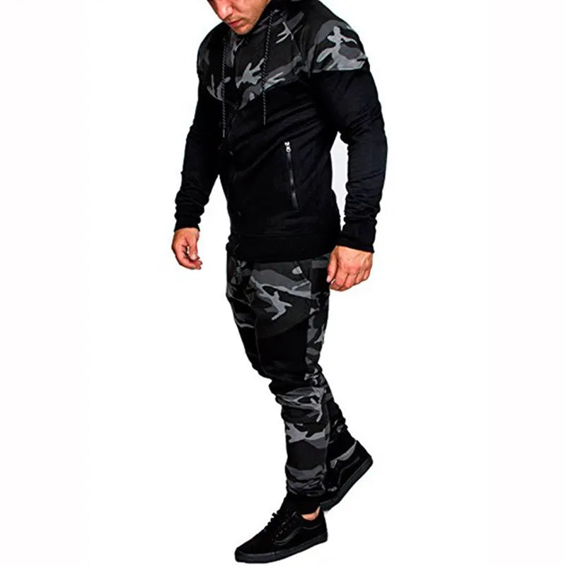 Autumn 2 Pieces Mens Set Casual Tracksuit Male Clothes Sportswear Track Suits Patchwork Men Hoodies Sweatshirts Pants Sets MY055