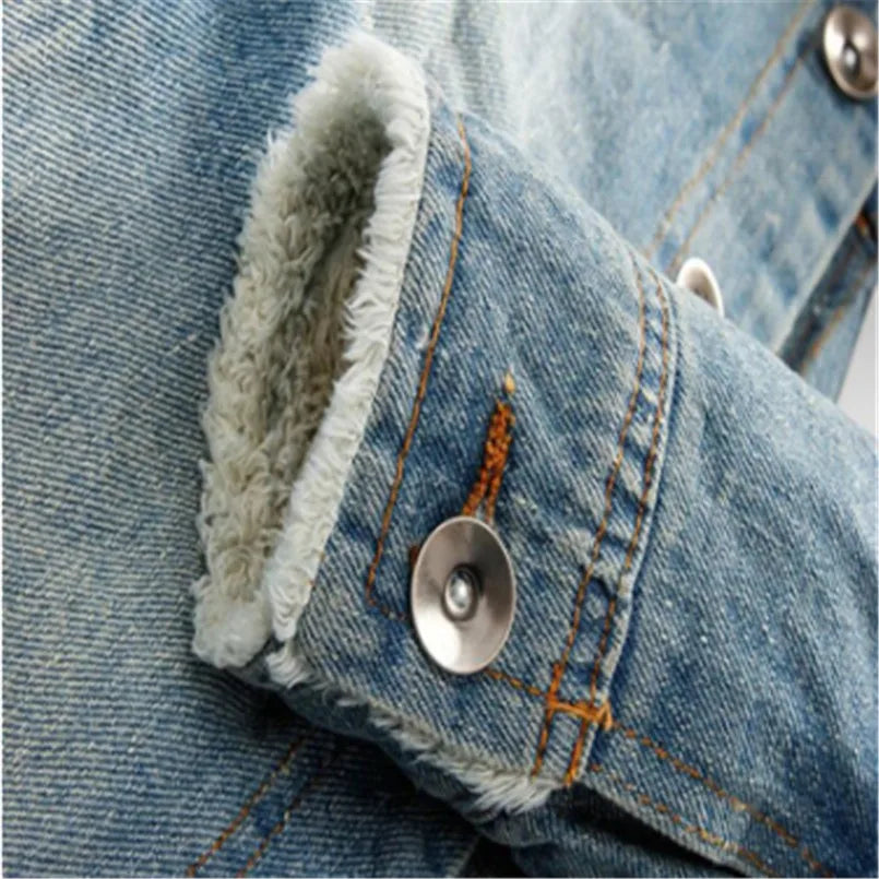 drop shipping 2023 new men jeans jacket and coats denim thick warm winter outwear S-4XL LBZ21