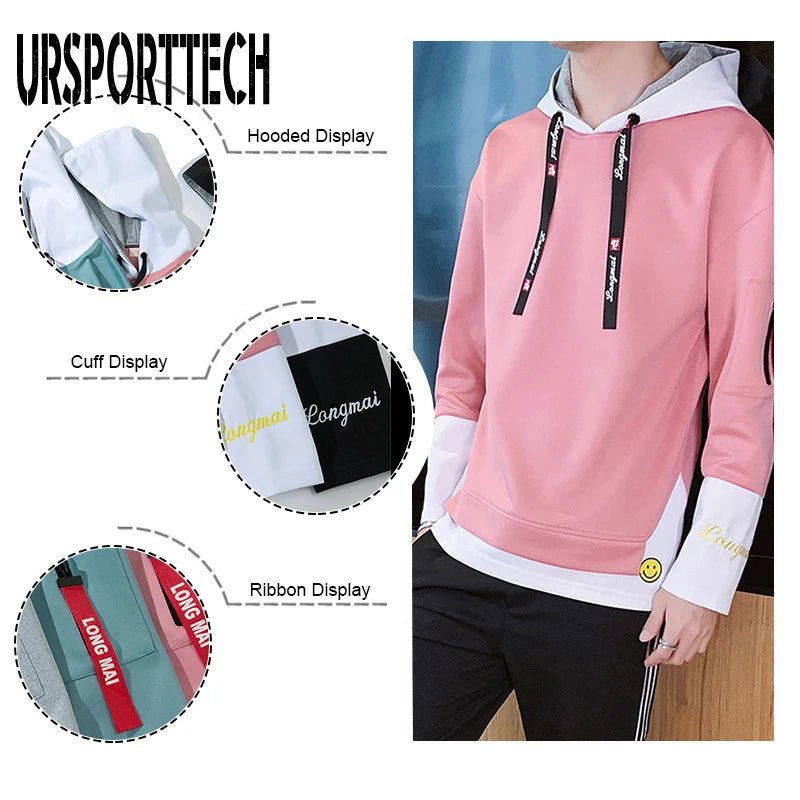 Autumn Men Hoodies Sweatshirts Men Long Sleeve Hip Hop Harajuku Hoodies Pullover black and white hoodies men Japanese Streetwear