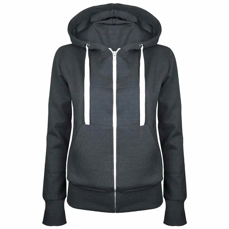 2023 Fashion Trend Zipper Hooded Long-sleeved Plus Cashmere Sweater Coat