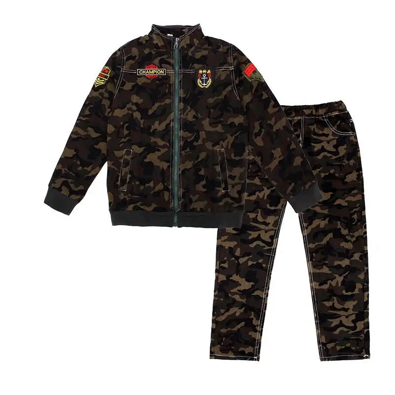 Male child clothing autumn set camouflage cotton 100% 2023 sports sets child spring boy long-sleeve + pants 2pcs