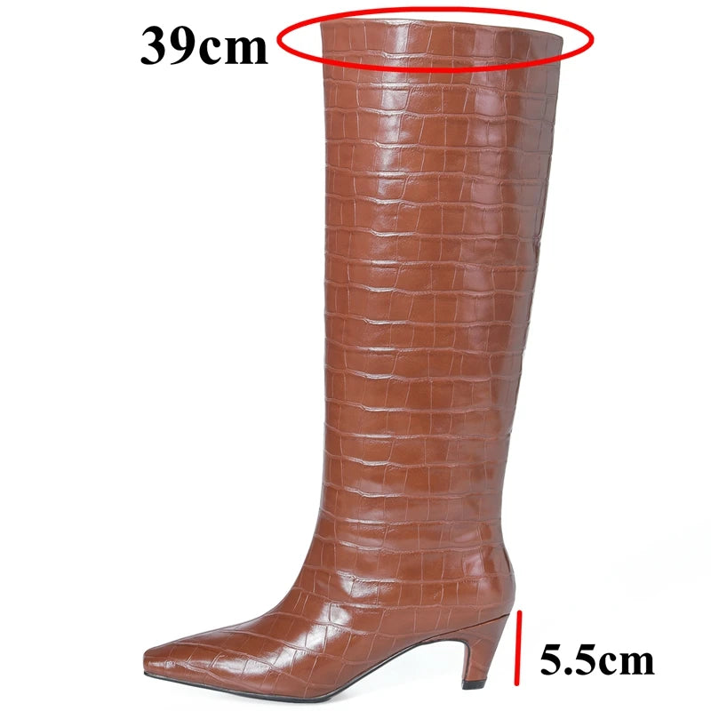 autuspin Fashion Knee-high Boots Women Classic Casual Women's Shoes Sexy Party Dancing Retro High Heels Female Chelsea Long Boot