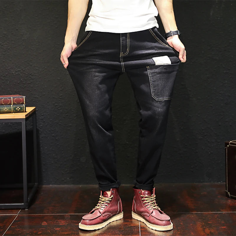 Autumn Men Camouflage splice Slim Stretch Jeans Classic Multi-pocket cotton male Casual denim Pants trousers Plus Size 44 46 48