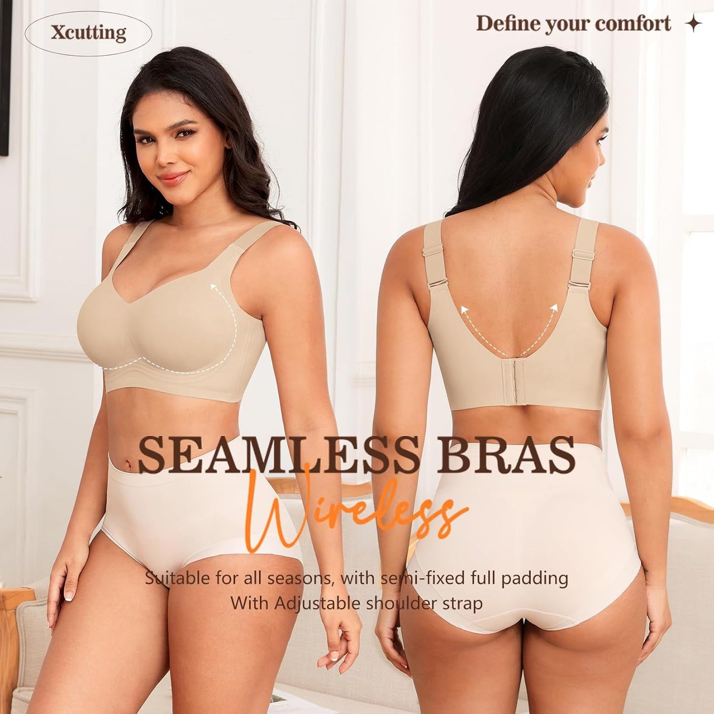 Xcutting Women Wirefree Bras For Women Full Coverage No Unde