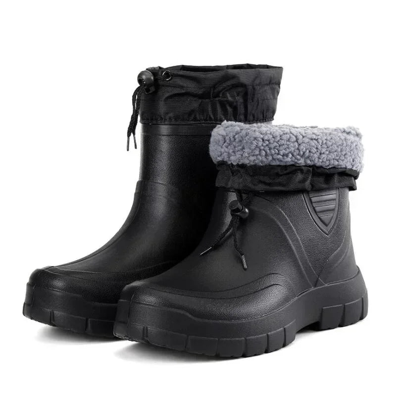 Simple Solid Color Male Boots Outdoor Men's Cotton Boots New Winter Non-slip Cotton Warm Mens Waterproof Boots Botas Para Hombre
