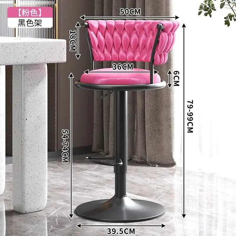Bar Stool High Stool Can Be Raised and Lowered Light Luxury Backrest High Stool Rotating Iron Kitchen Home Bar Stools