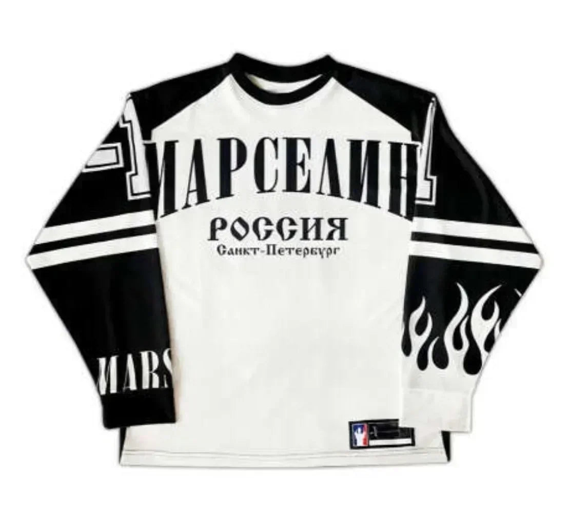 Y2k марселин Jersey Long Sleeves T-shirt Harajuku Vintage Streetwear Casual Baseball Jersey Casual Top Oversized Women Clothing