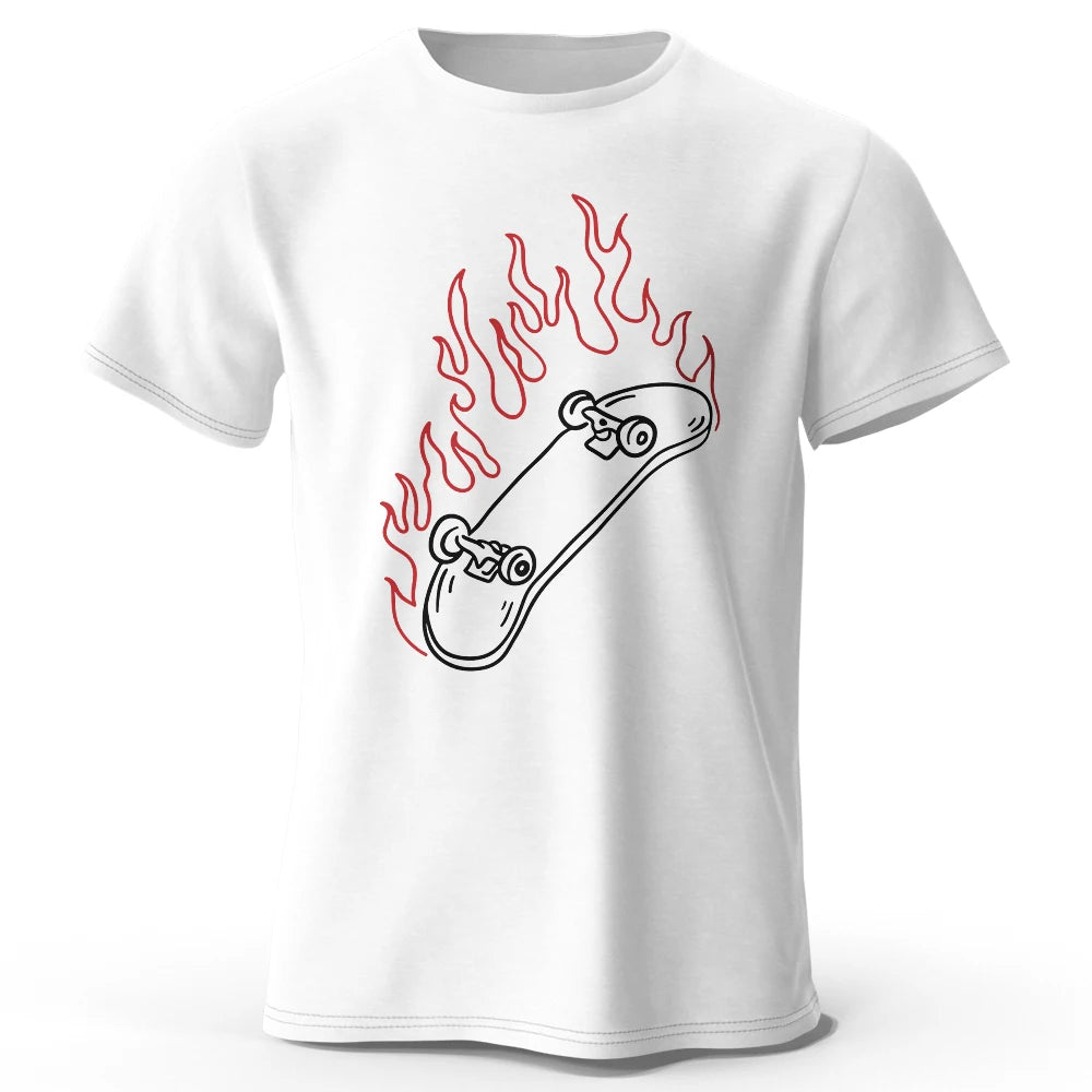 Skateboard Lovers Summer Men’s Graphic T-Shirt in 100% Cotton Oversized HIP HOP Style Tops Tees for Streetwear