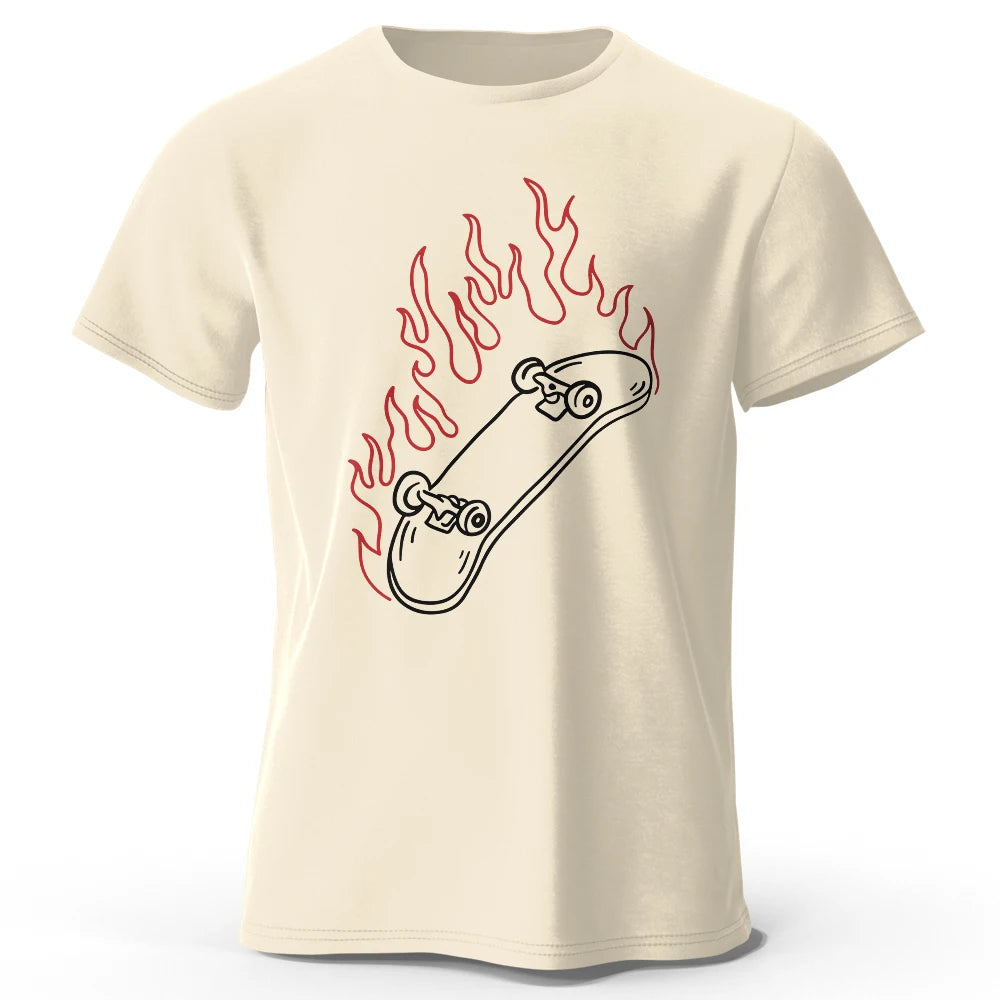 Skateboard Lovers Summer Men’s Graphic T-Shirt in 100% Cotton Oversized HIP HOP Style Tops Tees for Streetwear