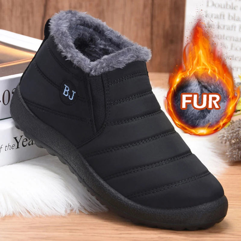 2023 Women Boots Snow Fur Women Shoes Platform Slip On Woman Ankle Boots Shoes Flat Botas Waterproof Mujer Winter Boot Female
