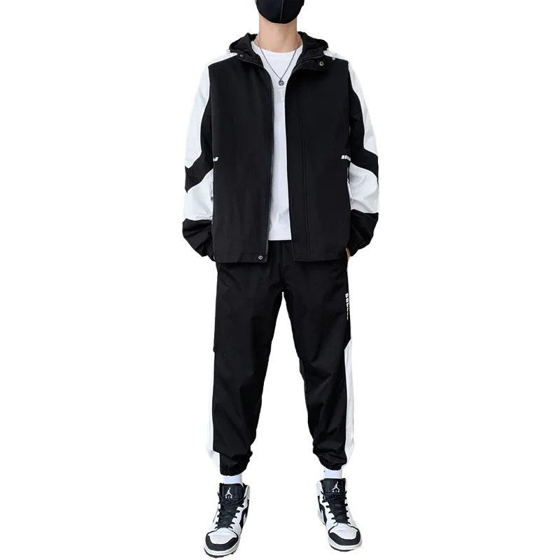 Men's Tracksuit Man Two Piece Set Sweatsuit Polyester Overalls Leisure Suit Hooded Jackets And Hip Hop Harlan Pants