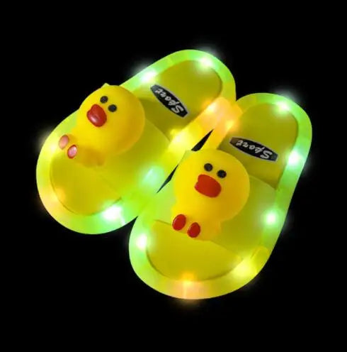 Summer Children's Light Slippers Non-slip Breathable Cute Animal Pattern Luminous LED Girls Boys Household Slippers Kids Shoes