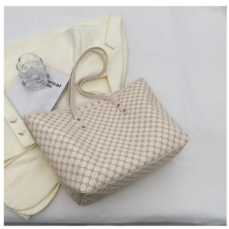 Simple Big Tote Bag Hot Solid Colour Women's Bag Fashion PU Luxury Designer Bags Leisure Print Advanced High Capacity Hand Bag