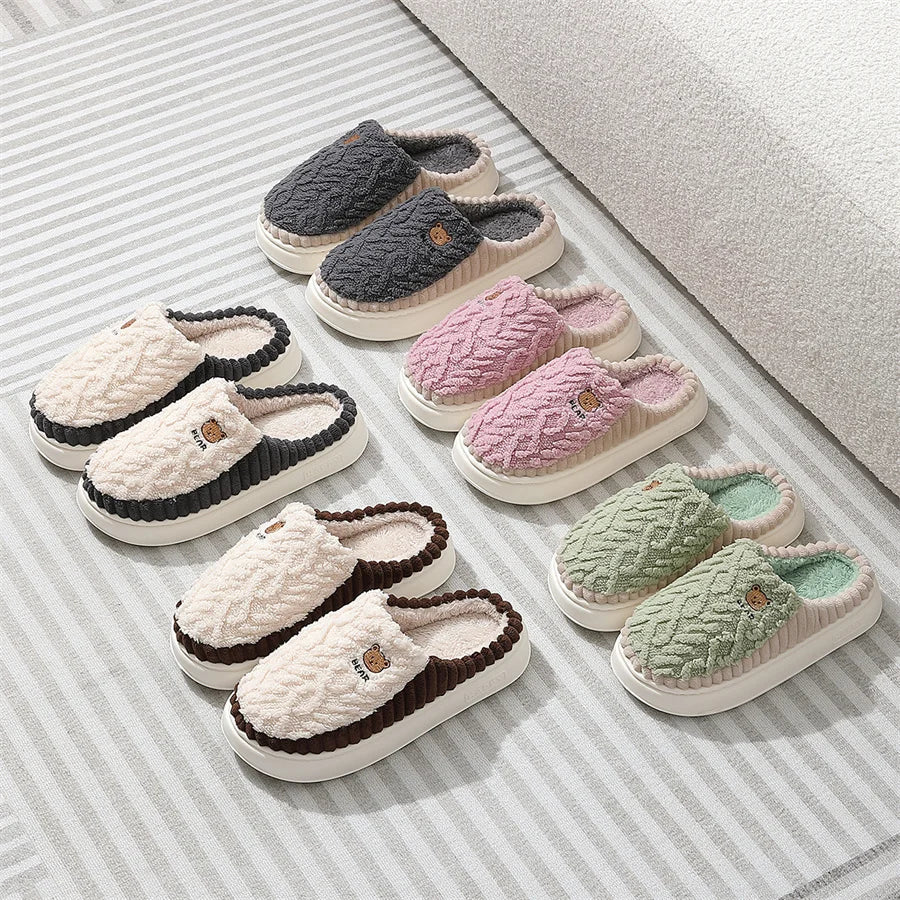 Cotton Slippers Mens Womens Autumn Winter Indoor Living and Home Warming 2024 New Fur Slippers For Lovers In Winter For Home Use