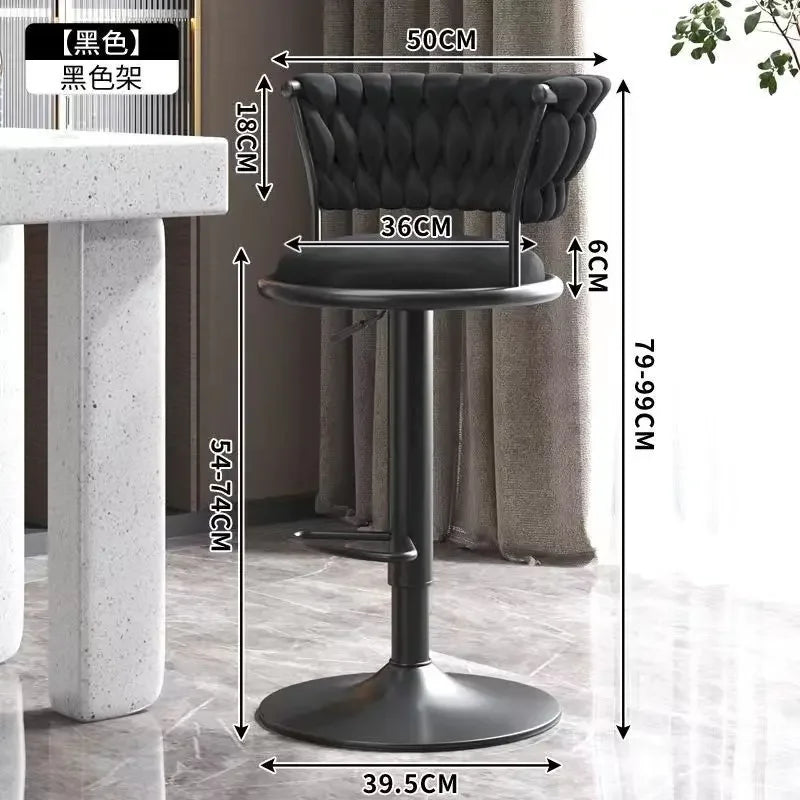 Bar Stool High Stool Can Be Raised and Lowered Light Luxury Backrest High Stool Rotating Iron Kitchen Home Bar Stools