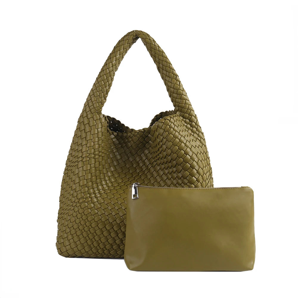 ZR DIARY Handmade Woven Bag Women PU Leather Large Capacity Totes Fashion Shoulder Bag 224BZ9389-1