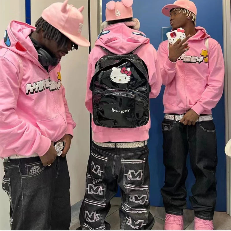 y2k baggy jeans Men's 2023 Streetwear hip hop style trend fashion pants Letter M pocket cargo jeans women's wide leg loose jeans