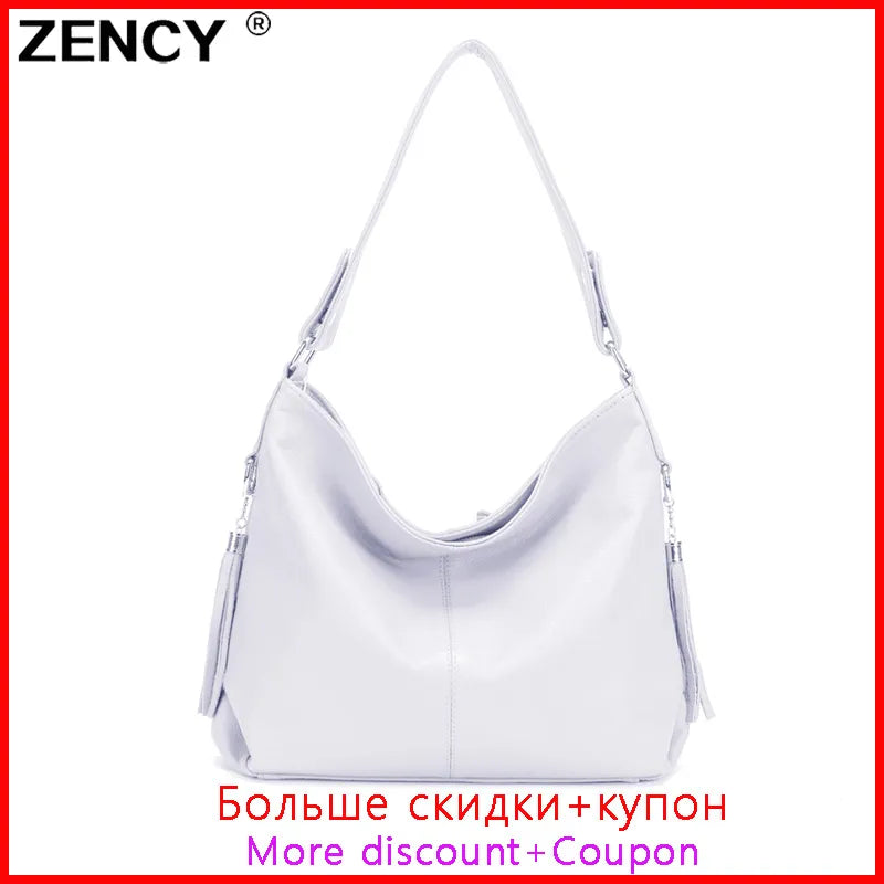 2023 Hot Fashion 100% Genuine Leather Women Handbag TOP Layer Cowhide Long Handle Lady Shoulder Messenger White Shopping Bags
