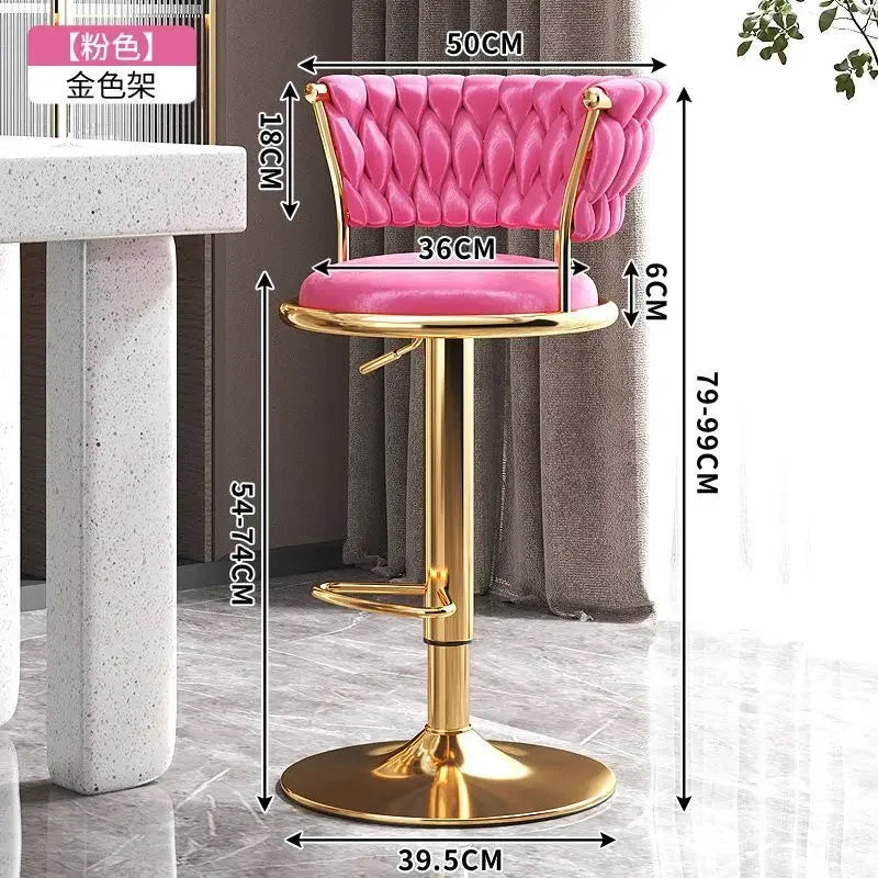 Bar Stool High Stool Can Be Raised and Lowered Light Luxury Backrest High Stool Rotating Iron Kitchen Home Bar Stools