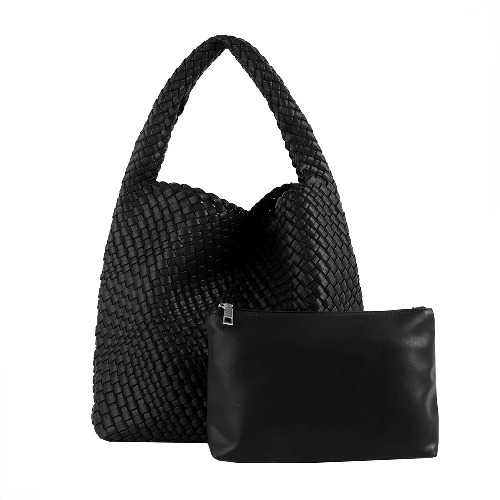 ZR DIARY Handmade Woven Bag Women PU Leather Large Capacity Totes Fashion Shoulder Bag 224BZ9389-1