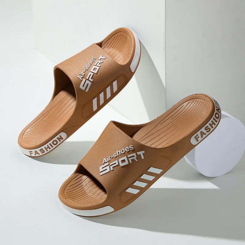Summer New Men's Slippers PVC Soft Sole Beach Slippers Large Size Outdoor Anti-slip Flip Flops Sandal Man Home Bathroom Slippers