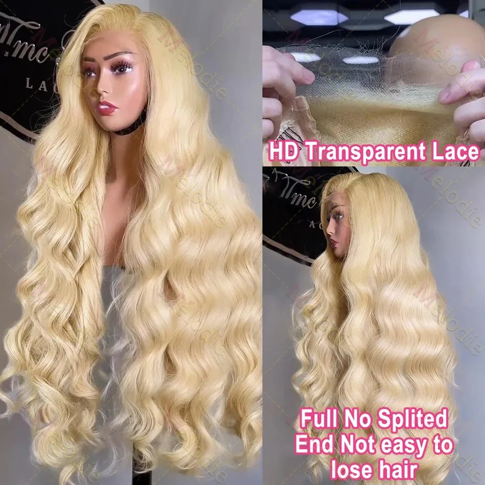 200 density For Black Women 13x4 30 32 Inch 613 Honey Blonde Lace Front Human Hair body Wave 13x6 Lace Frontal Wig Brazilian