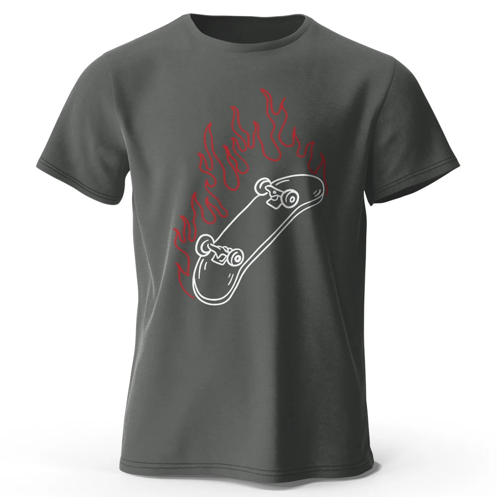 Skateboard Lovers Summer Men’s Graphic T-Shirt in 100% Cotton Oversized HIP HOP Style Tops Tees for Streetwear
