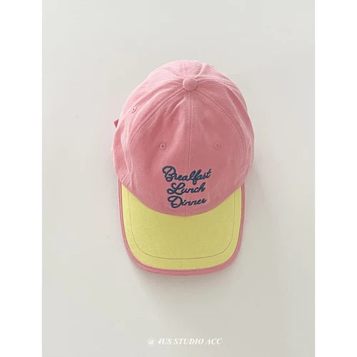 Contrast Patchwork Vintage Brushed Cotton Baseball Cap Women's Big Head Circumference Lovers Wild Face-Looking Small Peaked Cap