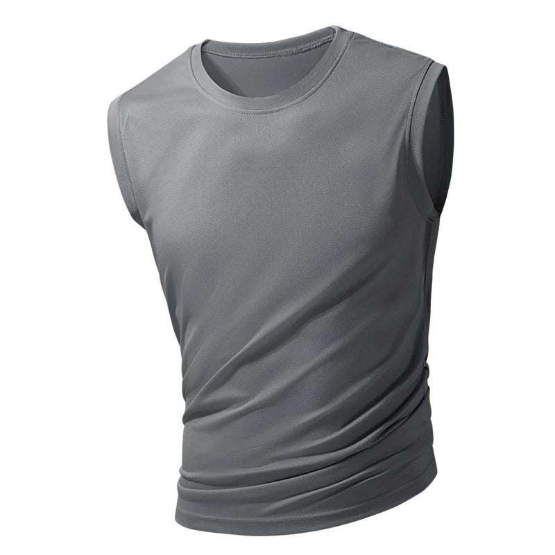 Summer ice silk vest short-sleeved sports fitness sleeveless t-shirt quick-dry T-shirt breathable running fitness lovers short-s