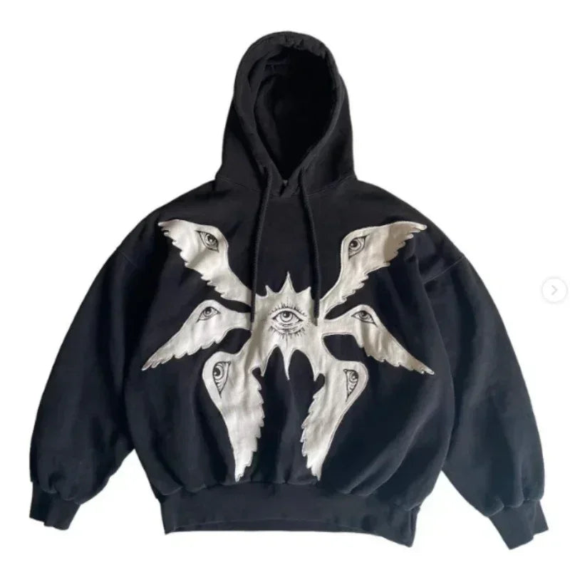 American Hip Hop Hoodie Y2K Printed Zipper Zoodie Winter Lovers Loose Comfortable Long Sleeve Coat Loose Sweater High Street
