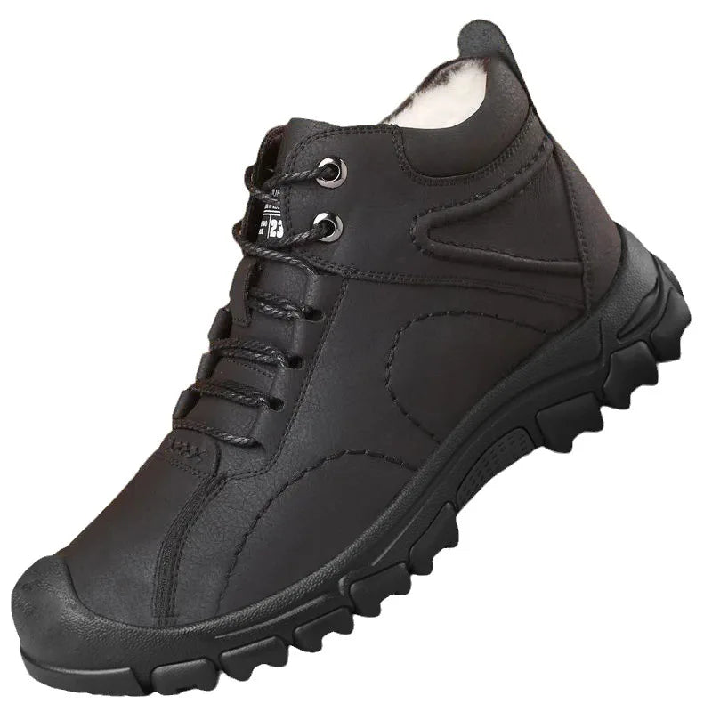 2023 Winter New Cotton Shoes Men Plus Fleece Thick Casual Sports Shoes Men's High Top Leather Shoes Outdoor Fashion Snow Boots