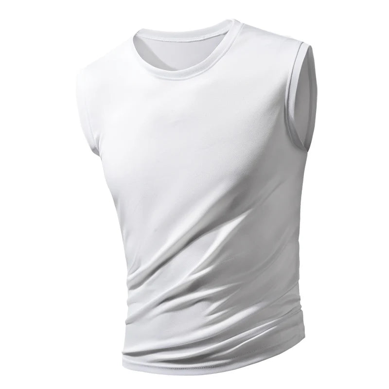 Summer ice silk vest short-sleeved sports fitness sleeveless t-shirt quick-dry T-shirt breathable running fitness lovers short-s
