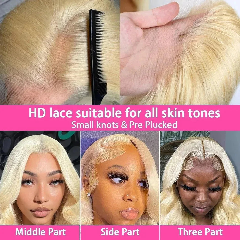200 density For Black Women 13x4 30 32 Inch 613 Honey Blonde Lace Front Human Hair body Wave 13x6 Lace Frontal Wig Brazilian