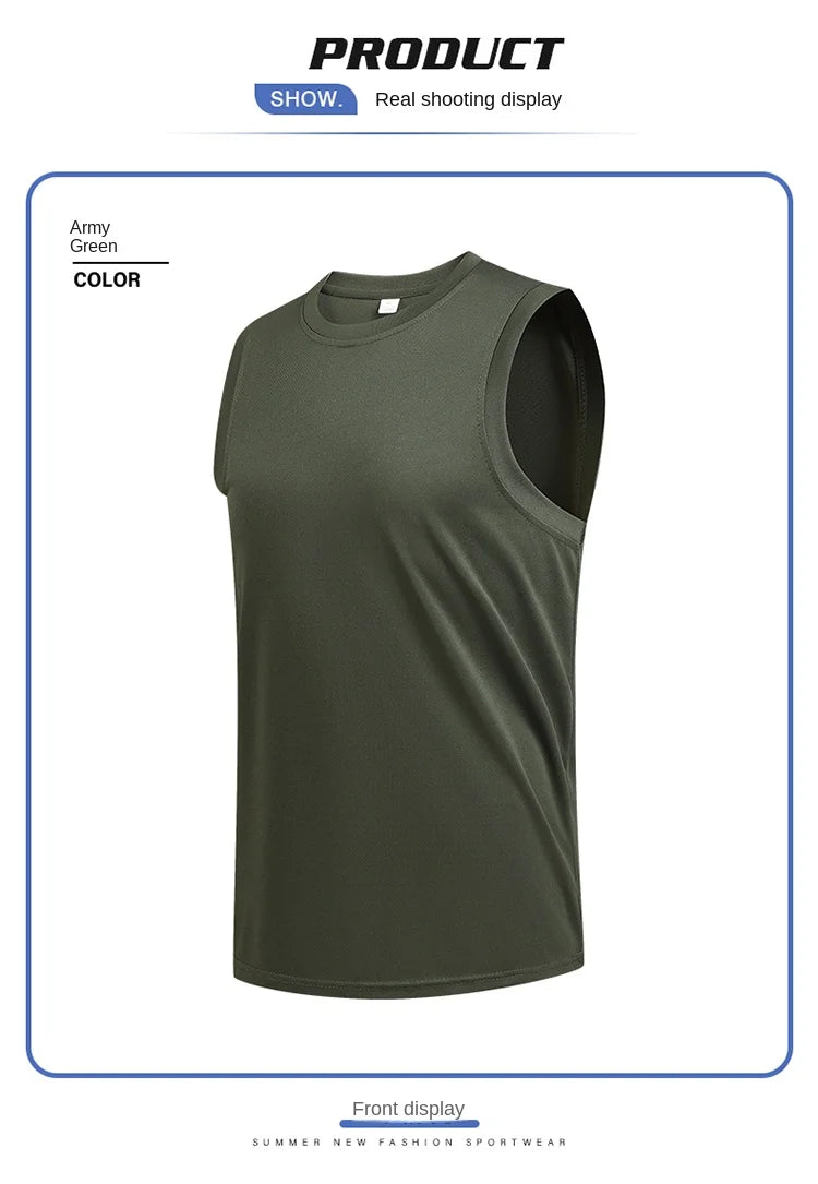 Summer ice silk vest short-sleeved sports fitness sleeveless t-shirt quick-dry T-shirt breathable running fitness lovers short-s