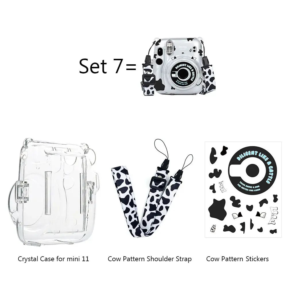 3 in 1 Transparent Shoulder Strap Storage Case Camera Cover Photo Bag Protective Shell For Fujifilm Instax Mini 11