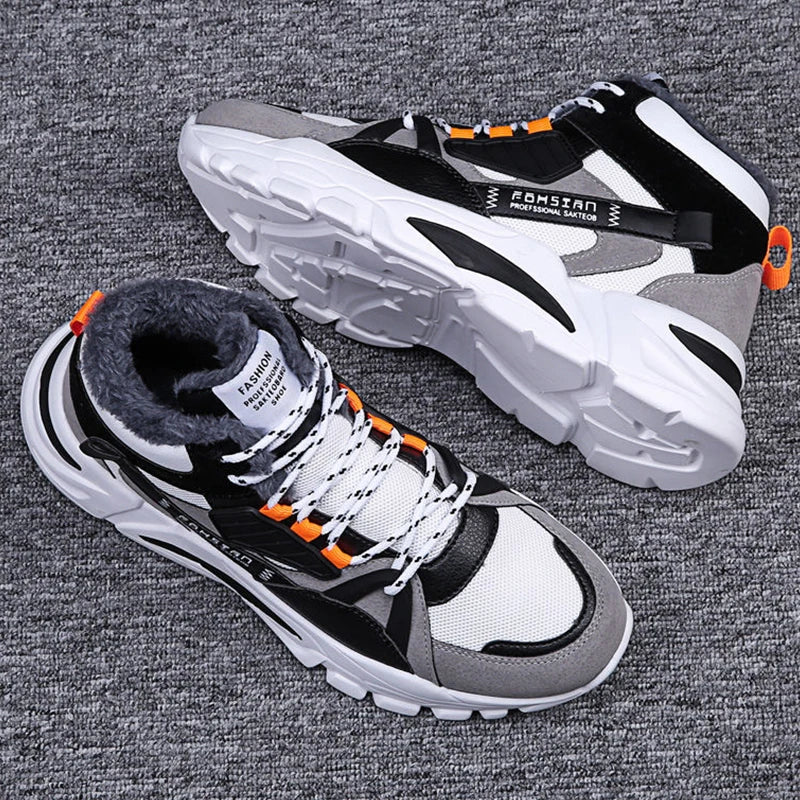 Shoes Men Plush Warm High Top Lace-up Snow Boots Mens Fashion Sneakers Platform Casual Winter Shoes Male Outdoor Shoes