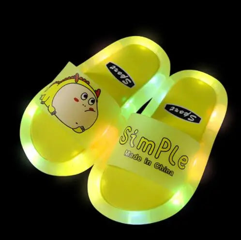 Summer Children's Light Slippers Non-slip Breathable Cute Animal Pattern Luminous LED Girls Boys Household Slippers Kids Shoes