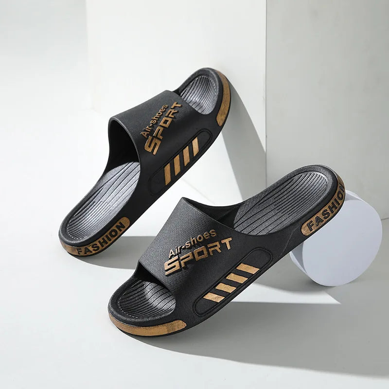 Summer New Men's Slippers PVC Soft Sole Beach Slippers Large Size Outdoor Anti-slip Flip Flops Sandal Man Home Bathroom Slippers