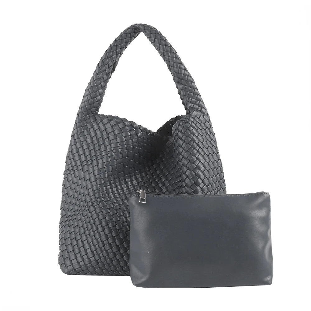 ZR DIARY Handmade Woven Bag Women PU Leather Large Capacity Totes Fashion Shoulder Bag 224BZ9389-1