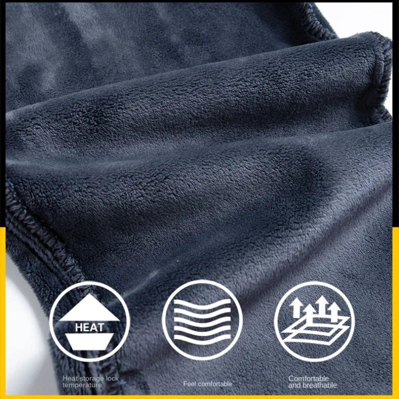 2024 New Winter Men's Warm Slim Jeans Thickened Stretch Fleece Straight Wool Jeans Black Blue Business Casual Fashion Trousers