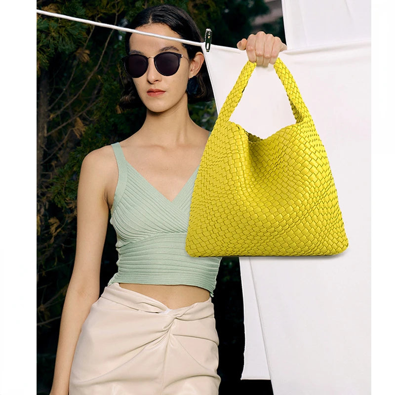 ZR DIARY Handmade Woven Bag Women PU Leather Large Capacity Totes Fashion Shoulder Bag 224BZ9389-1