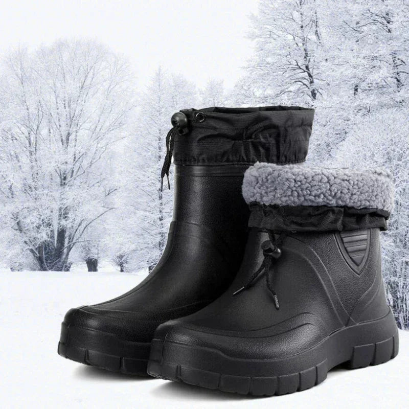 Simple Solid Color Male Boots Outdoor Men's Cotton Boots New Winter Non-slip Cotton Warm Mens Waterproof Boots Botas Para Hombre
